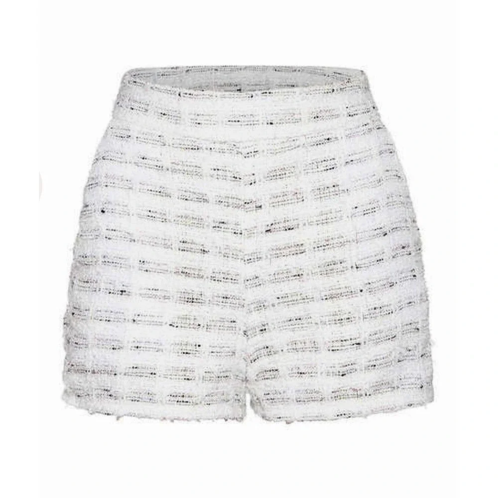Revolve MISA Los Angeles Choupette Tweed High Waisted Shorts Winter White XS NWT - Picture 11 of 15